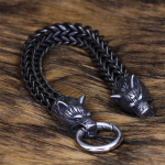 Titaanist terasest k&auml;ev&otilde;ru Vintage isikup&auml;ra Viking Wolf Head k&auml;ev&otilde;rud Meeste moeehted Punk Hip Hop Kingitused GZW 19cm antiikne h&otilde;bedane v&auml;rv