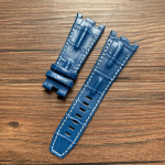 Ehtsast nahast kellarihm AP 15703 Royal Oak Offshore Series jaoks 28mm*22mm Must Pruun Sinine Punane Kellarihmad meeste aksessuaarid With black buckle valge/sinine