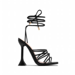 Naiste jalatsite sandaalid kevadel ja suvel k&otilde;rgete tikk-kontsade ja ristsidemega pulmakingadega 35 must