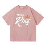 2023 Casual KING QUEEN Print Suvine puuvillane T-s&auml;rk L&uuml;hikeste varrukatega Kaelusega Lahtine armukeste T-s&auml;rk Naiste Meeste T-s&auml;rk T-s&auml;rk S valge