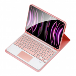 Juhtmeta BT-klaviatuuri USB-klaviatuur PU-nahast kaitse&uuml;mbrisega tahvelarvuti jaoks, mis &uuml;hildub iPad 10-ga model roosa
