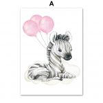 Baby Girl Room Decoration Pictures Elevandi Sebra Kaisukaru Roosa Lastetuba Armas Seina Kunst L&otilde;uendimaal P&otilde;hjala Plakatid ja Prindi A4 21X30cm No Framed