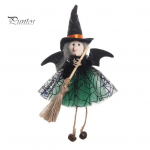 Halloweeni n&otilde;iakaunistus Pehmest riidest marli seelik Mini luud n&otilde;ia t&auml;idisega nukk rippuv ornament Festivali n&otilde;ia kujukeste ripats Halloweeni kaunistus roheline