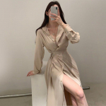 B&uuml;roo naiste must s&auml;rk kleidid Naiste Korea Kpop Moodne v&ouml;&ouml;kleit Vintage Elegantne poolitatud soliidne kevad S