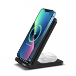 15w 3-&uuml;hes juhtmevaba laadija dokkimisjaam iPhone'ile 14 13 12 11 Xs Xr X 8 Kokkupandav laadimisalus Apple Watch 7 Airpods Pro jaoks 2 in 1 must