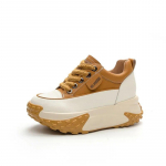 Fujin 7cm ehtsast nahast platvorm Wedge Fashion naiste kevad h&auml;sti istuv s&uuml;gisene paksud tossud kingad hingavad segav&auml;rvi 38 kollane