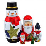 Pesastusnukud J&otilde;ulunukud Matrjo&scaron;kad lastele Puidust virnastatud pesakomplekt 5-osaline k&auml;sitsi valmistatud m&auml;nguasjad lastele J&otilde;ulu-s&uuml;nnip&auml;evakingitus 16x4.8x4.8cm