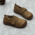 Johnature ehtsast nahast vabaaja lamedad kingad Retro &uuml;mara ninaga pehme tallaga mugavad &uuml;hev&auml;rvilised kingad 35 khaki
