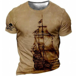 Meeste T-s&auml;rk Tee graafiline laev Nautical Crew Kaelus R&otilde;ivad R&otilde;ivad 3D Prinditud Igap&auml;evane L&uuml;hikeste Varrukatega Prinditud Moedisainer Vintage S