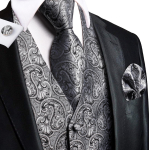 Hi-Tie Meeste Vest Siidist Paisley Lilleline Lips Taskur&auml;tik Mansetin&ouml;&ouml;bid KOMPLEKT Ametlik 3XL