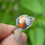 Oyster Copper Turquoise Padi-l&otilde;ikeline S&otilde;rmus, T&auml;is 925 Sterlingh&otilde;be S&otilde;rmus, Bezel S&otilde;rmus, Statement Ehted, Naiste S&otilde;rmus, Aastap&auml;eva S&otilde;rmus 6