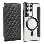 Magnetiline nahast kaardihoidja korpus Samsung Galaxy S23FE S24 S22 Ultra Plus juhtmevaba laadimiskaardihoidja jaoks P&otilde;rutuskindel k&otilde;va kate Galaxy S22 must