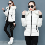 Talvine uus l&uuml;hike puuvillane mantel Slim Fit paksendatud suur villane krae puuvillane mantel sulejoped L valge