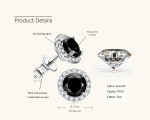 6 mm mustad &uuml;mmargused Halo Moissanite naastk&otilde;rvar&otilde;ngad naistele meestele originaal 925 sterling h&otilde;be D/VVS1 teemant luksuslikud ehted GRA-ga valge