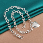 URMYLADY 925 h&otilde;bedane topelts&uuml;damega 18-tolline ripatsiga kaelakee naistele pulmakihluse moeehted 45cm