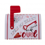 Armastusega tr&uuml;kitud postkasti plekkkarp kommide &scaron;okolaadik&uuml;psiste jaoks Romantiline &uuml;mbrikuga kinkekarp Kodune atmosf&auml;&auml;ri korraldus Valentinip&auml;eva kaunistus valge