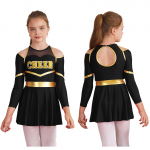 Lastele T&uuml;drukutele Cheerleader-tantsur&otilde;ivad Kirjatr&uuml;kiga pikkade varrukatega trikoo Halloweeni cheerleader-cosplay-kleit 5-6 Years punane