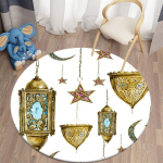 Moslemi palve Kawaii tr&uuml;kitud &uuml;mmargune vaip elutuppa Vaibad telkimine piknikumatid Flanell libisemisvastane vaip Joogamatt v&otilde;&otilde;ras asi 60cm