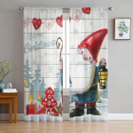 J&otilde;ulud Talvine Gnome L&auml;bipaistvad kardinad Lastele Magamistoa Elutoa Voile kardinad J&otilde;uluk&ouml;&ouml;k K&ouml;&ouml;k t&uuml;llkardin 135W x 114H(cm)