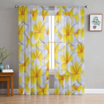 Plumeria lillelised l&auml;bipaistvad aknakardinad elutuppa magamistuppa Moodsad Voile t&uuml;llkardinad Kangast kardinad k&ouml;&ouml;gi jaoks 135W x 114H(cm)