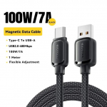 Essager 7A USB A kuni C-t&uuml;&uuml;pi kiirlaadimiskaabel 100 W magnetilise imemisega m&auml;hisevastane andmejuhtme juhe iPhone 15 Huawei Xiaomi jaoks 1m must