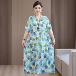 Suures suuruses lillelised kleidid naistele Oversize avarate l&uuml;hikeste varrukatega suvine pikk kleit Keskealiste naiste suvised p&auml;ikesekleidid 6XL