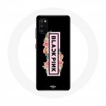 &Uuml;mbris Samsung Galaxy A41 Blackpink K-pop Group logo musta taustaga