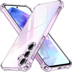 Samsung Galaxy A55 5G A 55 l&auml;bipaistev telefoni&uuml;mbris tugevdatud nurkadega kaitserauaga Slim Fit p&otilde;rutuskindel painduv TPU &uuml;mbris, l&auml;bipaistev for Samsung Galaxy A55 valge