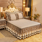 &Uuml;hev&auml;rviline Luksuslik paks sametist tepitud voodikate Queen King Size pitstikandid l&uuml;hike pl&uuml;&uuml;s voodi seelik ei kuulu komplekti 1pc Skirt 150x200cm beež