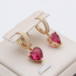 Punased s&uuml;damekujulised tsirkoonist tilkk&otilde;rvar&otilde;ngad naistele 2024 Uus Mood Kuubiline tsirkooniga k&otilde;rvar&otilde;ngas Trendikad peoehted aksessuaarid punane