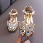 Suvised t&uuml;drukute sandaalid Moodsad litrid Rhinestone vibu T&uuml;drukute printsessikingad Baby Girl Kings Lameda kontsaga sandaalid Suurus 21-35 21 kuld