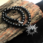 Must On&uuml;ks P&auml;ikesekaelakee, H&otilde;bedane Amulett Ehted, Looduslike Helmestega Kaelakee, 925 Sterlingh&otilde;be, K&auml;sitsi Valmistatud Ehted must