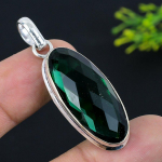 Naturaalne kroomi diopsiidne kalliskivi 925 sterlingh&otilde;bedane kinke ripats 1,97 N5c35