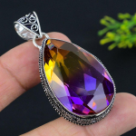 Natural Bi-Color Tourmaline Gemstone 925 Sterling Silver Pendant 2.29 u6n97