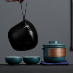 1 komplekt kaasaskantav keraamiline Kung Fu teekomplekt teekannu ja tassidega &ndash; sobib suurep&auml;raselt &otilde;ues tee joomiseks ja kiireks m&ouml;&ouml;das&otilde;iduks &ndash; sisaldab hoiukotti A3 Black 1 Pot And 2 Cups