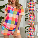 Rookiea naised Trendikas naiste mood vabaaja kodutr&uuml;kk l&uuml;hikeste varrukatega pidžaama 2-osaline spordi&uuml;likond L roosa