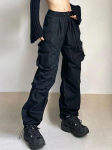 Harajuku Oversized Cargo Langevarjup&uuml;ksid Naiste T&auml;navar&otilde;ivad Vintage Y2k Hip Hop Laia s&auml;&auml;rega s&ouml;rkijad kottis dressip&uuml;ksid Techwear S must