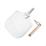 Aluminum Metal Pizza Peel Paddle with Wooden Handle Easy to Use for Cheese, Bread, Fruit, 63.8cm