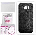 apgo Protective Skin Sticker for the back compatible with Samsung Galaxy S7 edge, Wrap Film, Foil, Vinyl - Pattern Black Leather