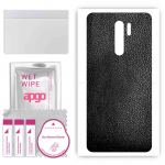 apgo Protective Skin Sticker for the back compatible with Xiaomi Poco M2, Wrap Film, Foil, Vinyl - Pattern Black Leather