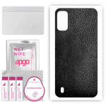 apgo Protective Skin Sticker for the back compatible with Nokia G21, Wrap Film, Foil, Vinyl - Pattern Black Leather