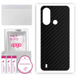 apgo Protective Skin Sticker for the back compatible with ZTE Blade L220, Wrap Film, Foil, Vinyl - Pattern Carbon Black