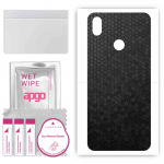 apgo Protective Skin Sticker for the back compatible with HTC Wildfire E1 plus, Wrap Film, Foil, Vinyl - Pattern Black Honeycomb