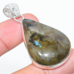 Natural Labradorite Gemstone Handmade 925 Sterling Silver Pendant 1.97 g8y32