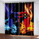 3D Prinditud Moodne Kohandatud Poistele Teismelistele Videom&auml;ngu Must Pol&uuml;ester &Otilde;huke Varjutav Kardin Laste Magamistuppa Elutuppa Kodu Konksude Kaunistus 120W243H&Grommet Top red