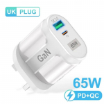 65 W GaN USB laadija AU EU USA &Uuml;hendkuningriigi pistik Kiirlaadimine Tahvelarvuti S&uuml;learvuti USB C Kiirlaadimine QC 3.0 Mobiiltelefoni laadija Travel UK