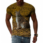 Mood, uus Lynx Printed Meeste T-s&auml;rk Suvine vabaaja isikup&auml;ra Hip Hop Street Stiilis T-s&auml;rgid Loomamustriga O-kaelusega l&uuml;hikeste varrukatega topid XXS