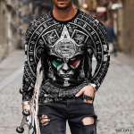 Meeste 3D-printimine S&uuml;gis Meeste O-kaelusega T-s&auml;rk vabaaja pikkade varrukatega suur pullover Mood Top T&auml;navar&otilde;ivad Meeste riided M