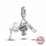 100% 925 Sterling H&otilde;be L&otilde;puhooaja &Ouml;&ouml;kull Bakalaureuse M&uuml;tsiga Amuletid Helmed Sobivad 925 Originaal K&auml;ev&otilde;rudele DIY Ehted Kingitused