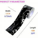 1 rull 12 cm/4,72 tolli lai 10 meetrit/32 jalga pikk must marmorpaber isekleepuv marmortapeediga piirdekleebis 12cm*10m/4.72in*32ft